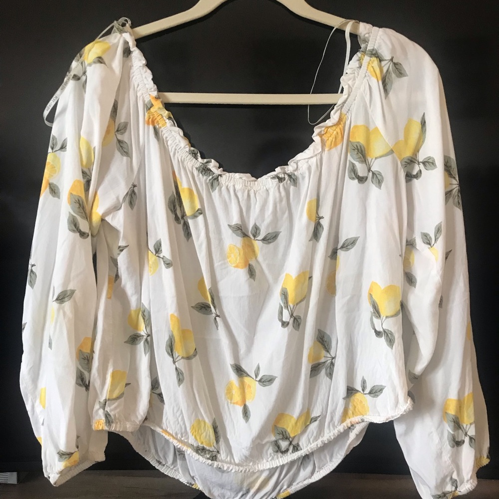 Lemon off the shoulder crop top